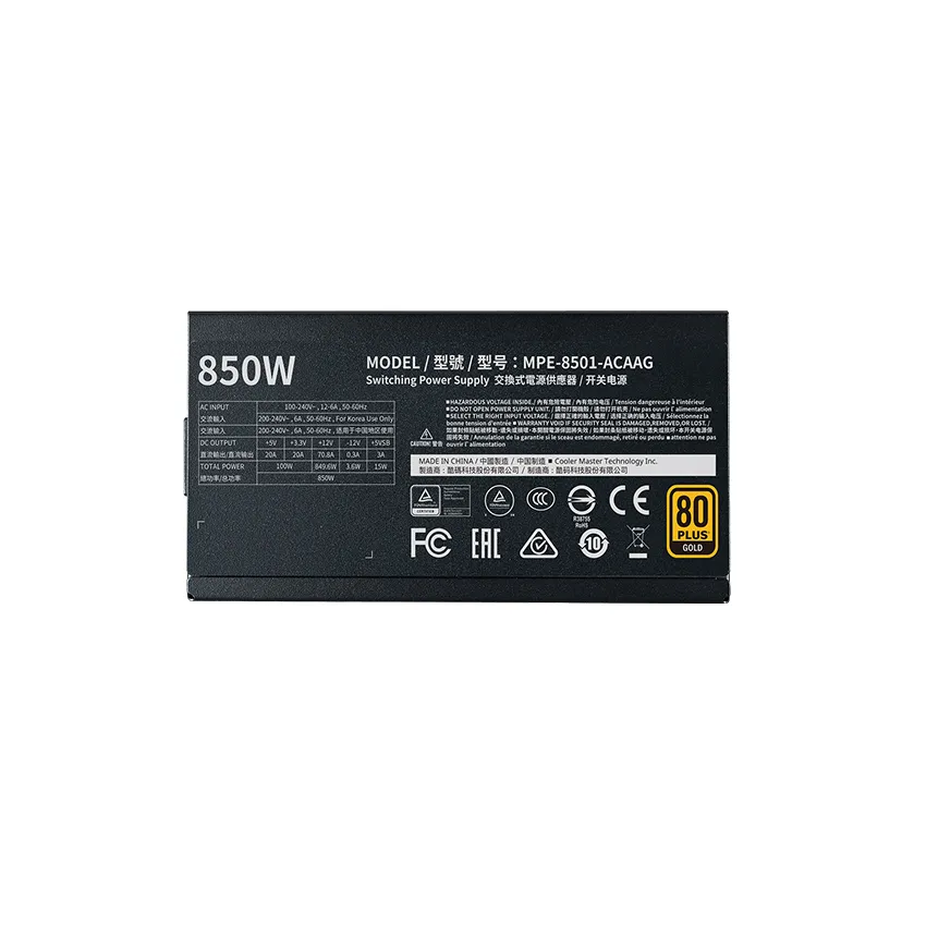 Nguồn máy tính Cooler Master MWE GOLD 850 - V2  850W ( 80 Plus Gold/Màu Đen/Full Modular)